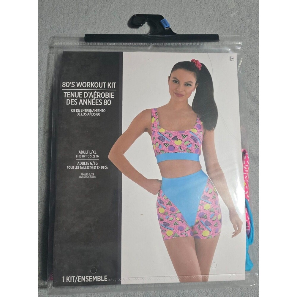 80's Workout Kit with Pink and Blue Design- Adult Costume- Size L/XL- New